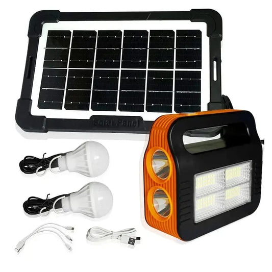 Solar Powered Light System Flashlight, Emergency Mobile Power Bank, Wireless Power Supply