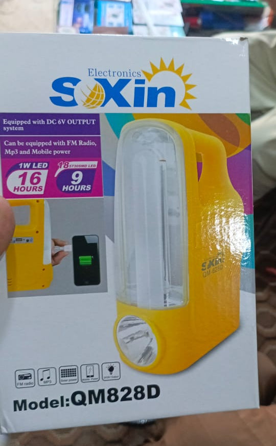 QM828D Led rechargeable emergency light with flashlight power bank for home vehicle