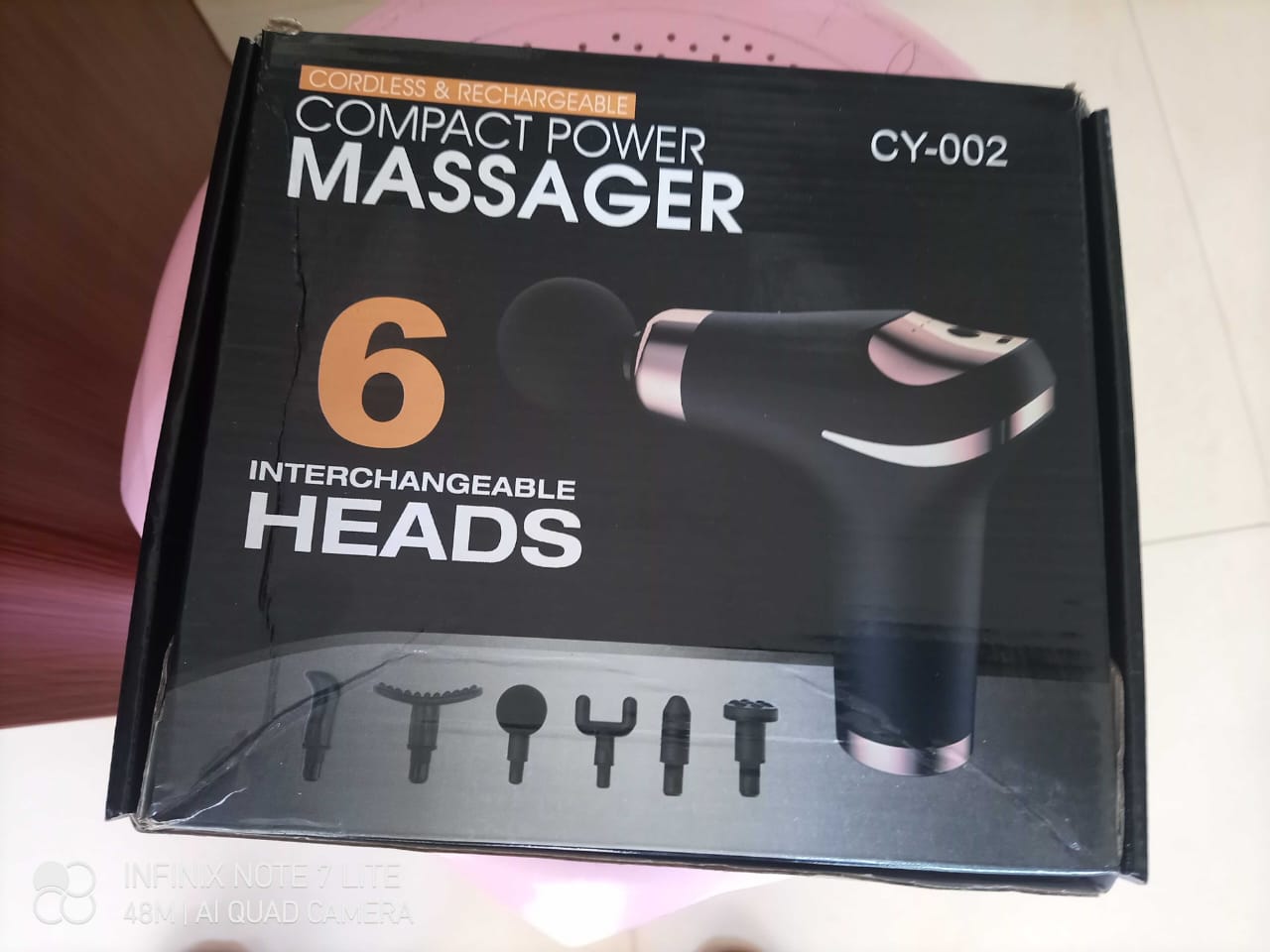 Compact Power Massager Gun with 6 Interchangable heads CY-002