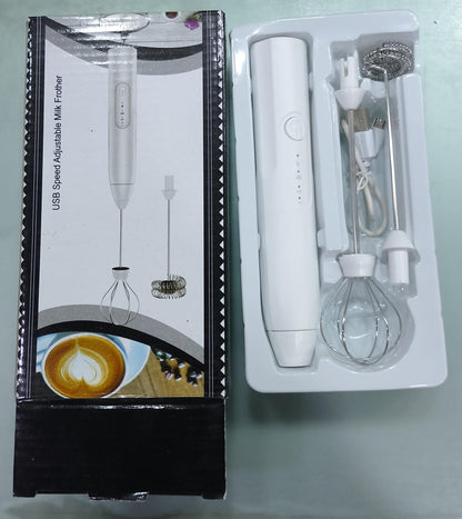 2 in 1 Electric Milk Frother Whisk Egg Beater USB Rechargeable Coffee