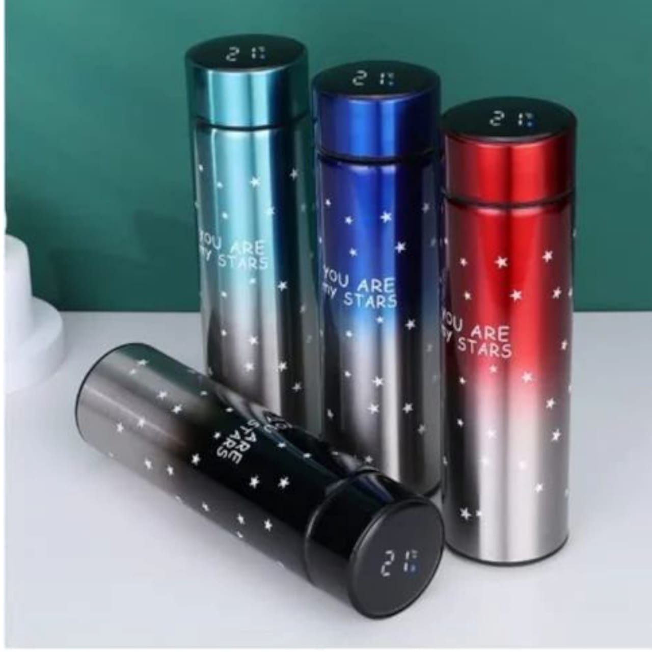 Stars Colorful smart LED Temperature Bottle (500ml) - Random Color
