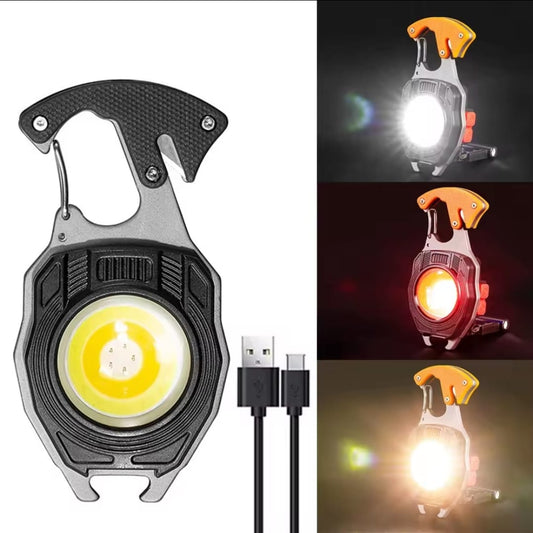 Multifunction Keychain COB Work Lights Strong Magnet Mini Torch with Cigarette Lighter