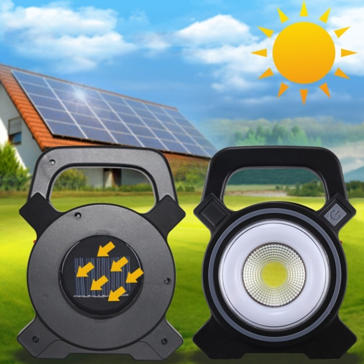 JY-819A 10W Solar Rechargeable White Light COB LED Work Light, Handheld Camping