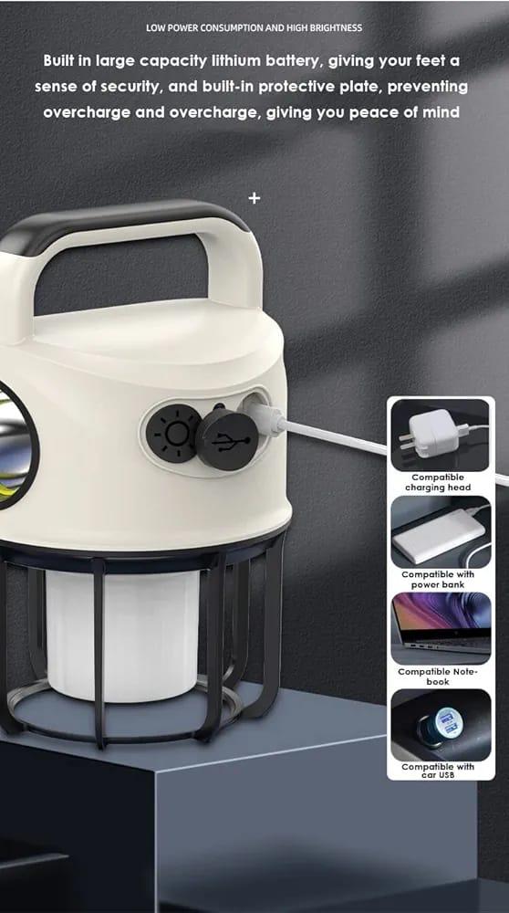 Portable Camping Lights with 4 Lighting Modes, Torch Mode, USB Rechargeable Camping