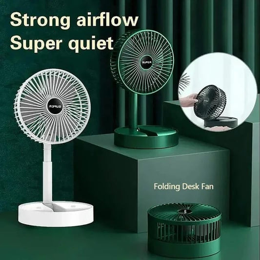Rechargeable - Portable Telescopic Folding Fan Table Desk Fan | 3 Speeds