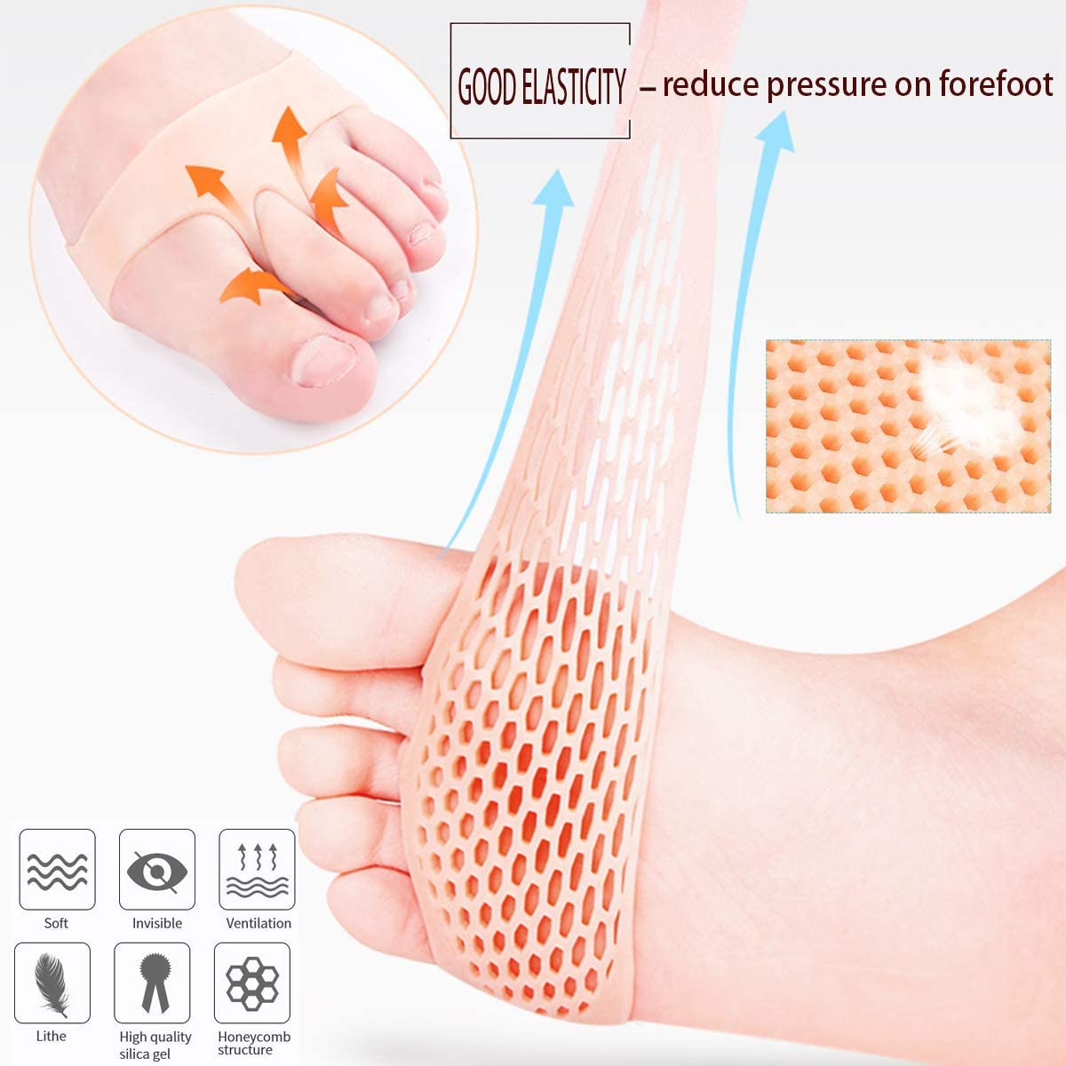Silicone Gel Half Toe Heel Sleeve | Forefoot Insole Shoes Pain Relief