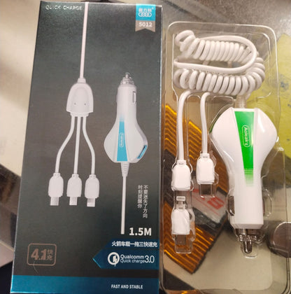 Aolike 5012 Car Phone Charger USB Fast Charge One Drag 3in1