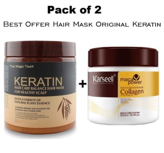 Pack Of 2 Keratin &amp; Karseell Hair Mask Deal, (500ml)