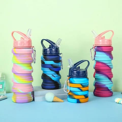 Expandable Silicone Sipper Water Bottle for Sports, Trekking, Cycling, Gym, School Water