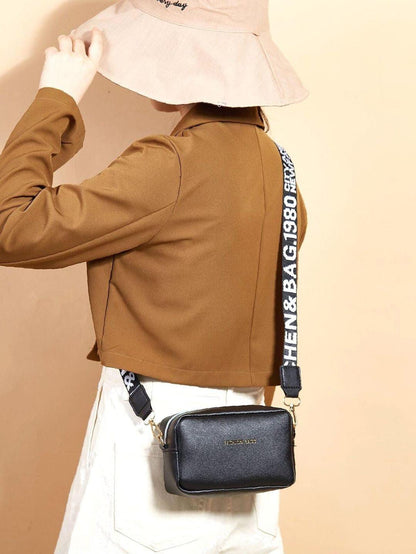 PU Leather Wide Strap Crossbody Bag Simple Style Small Shoulder Bags