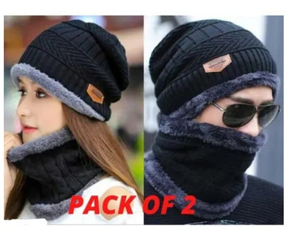 Couple Pack of 2 Combo - woolen winter beanie Head cap with