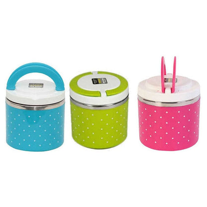 Stainless Steel Single Layered Lunch Box For Kids and Adults (random