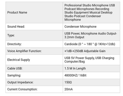 Podcast Mic Set With Live Sound Card,condenser Microphone With Rechargeable 12 Kinds