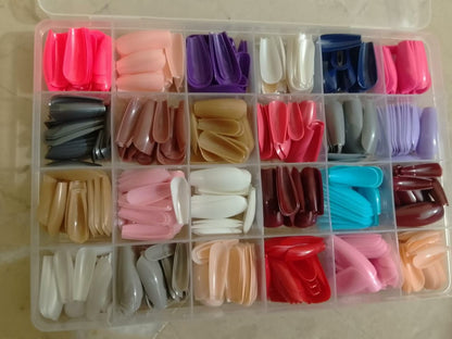 576 pcs nails with box ,Reusable Artificial nails, 24 different colours, beautiful