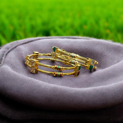 Indian Gold Plated AD Zircon MinaKari Banlges For Womens