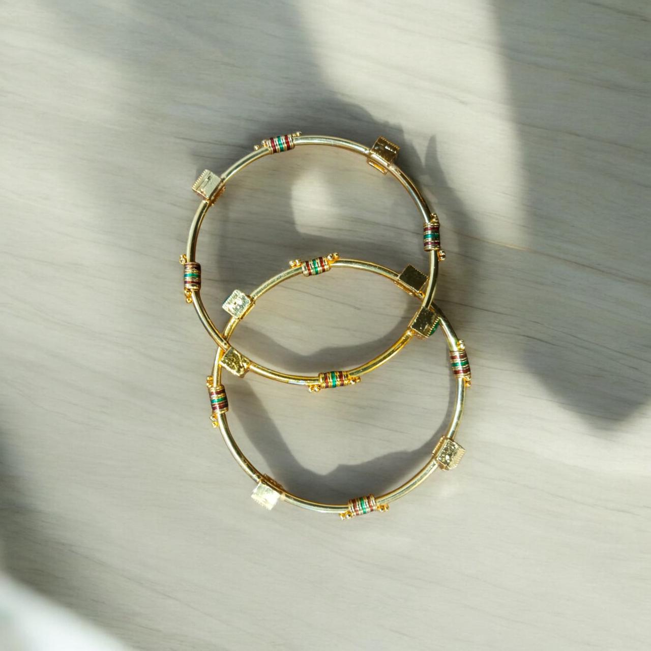 Indian Gold Plated AD Zircon MinaKari Banlges For Womens