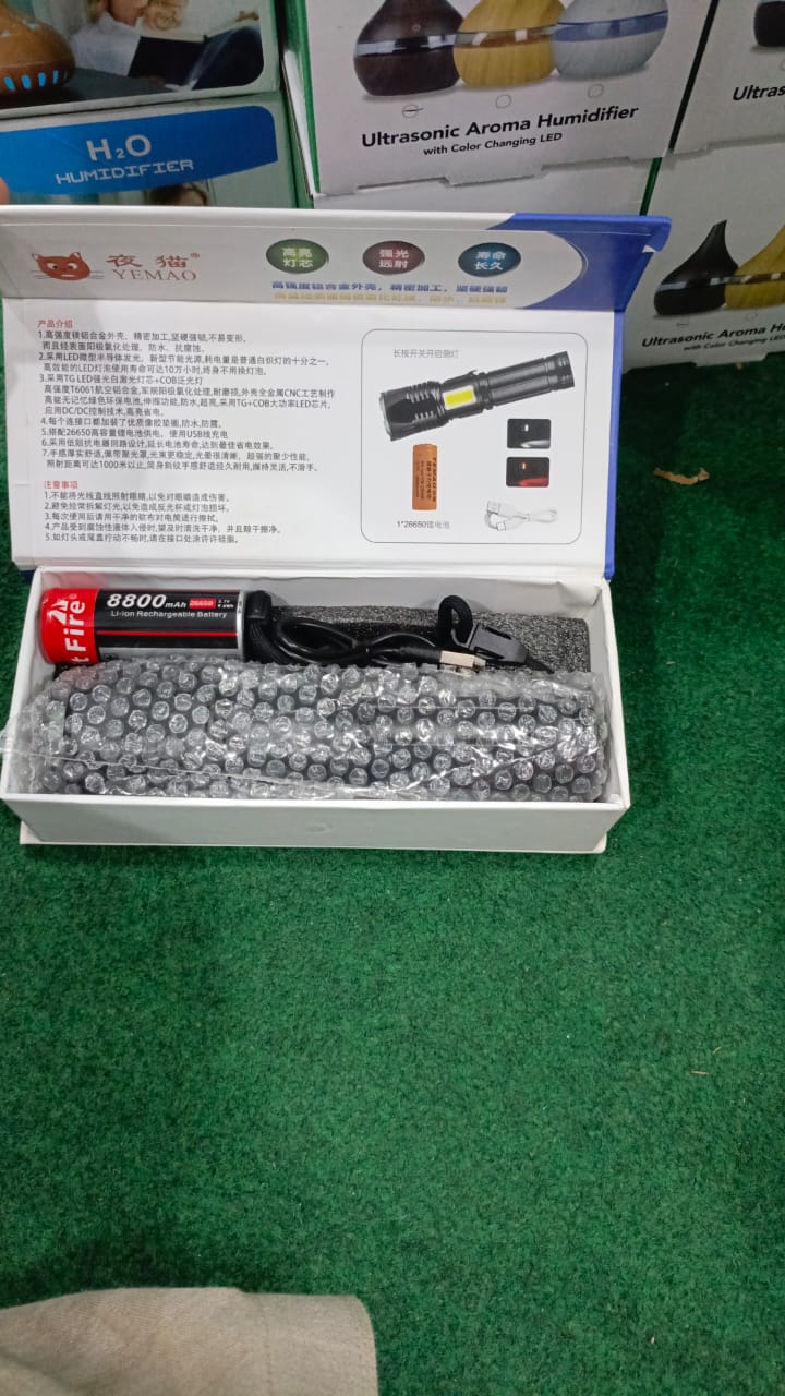 LED Flashlight YM-P19-TG (1 power + 1 large, acc. + TYPE-C) zoom