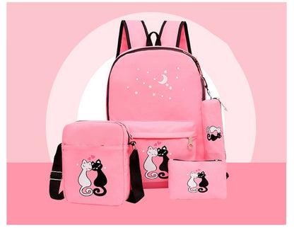 4-Piece School Bag Set/ backpack Children School Bags For Girls Boys Canvas