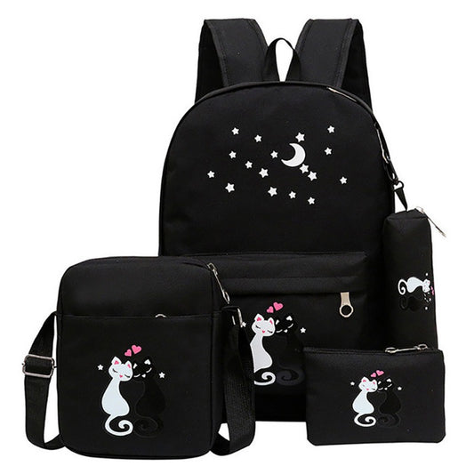 4-Piece School Bag Set/ backpack Children School Bags For Girls Boys Canvas