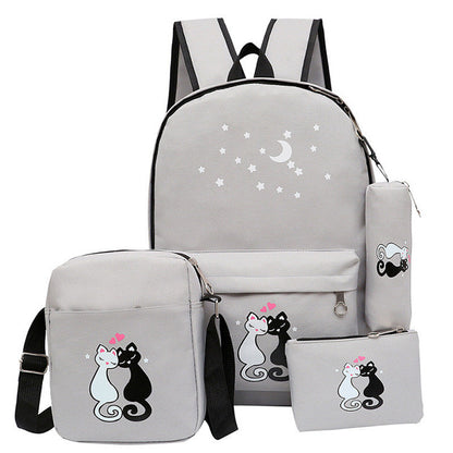 4-Piece School Bag Set/ backpack Children School Bags For Girls Boys Canvas