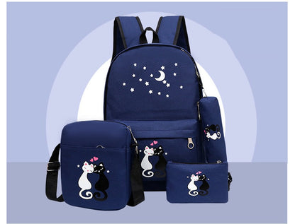 4-Piece School Bag Set/ backpack Children School Bags For Girls Boys Canvas
