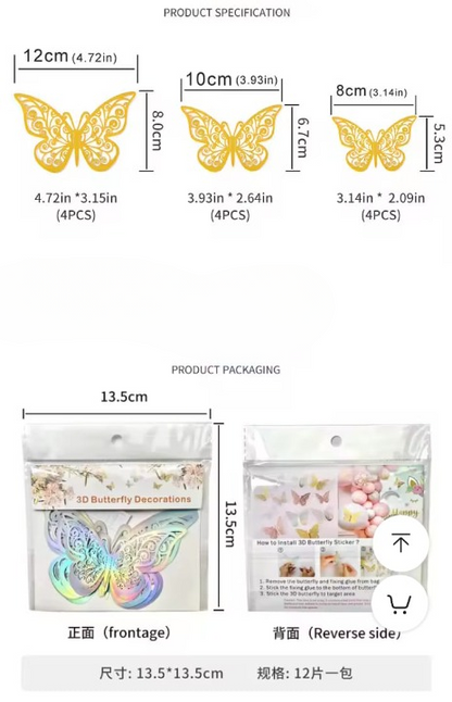 3D Wall Stickers Hollow Butterfly for Kids Rooms Home Wall Decor DIY