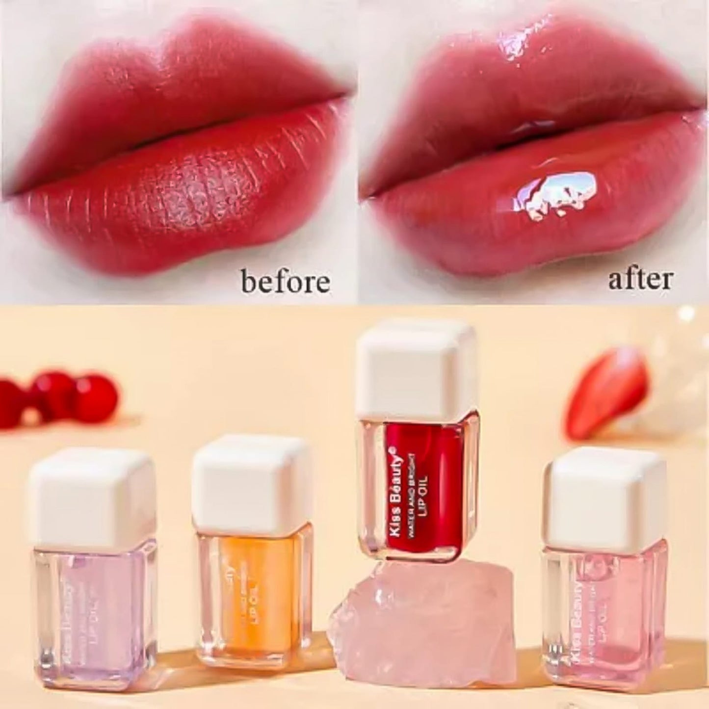 Colour Changing Tinted Lip Oil, vitamins E Lip Oil beautiful color for