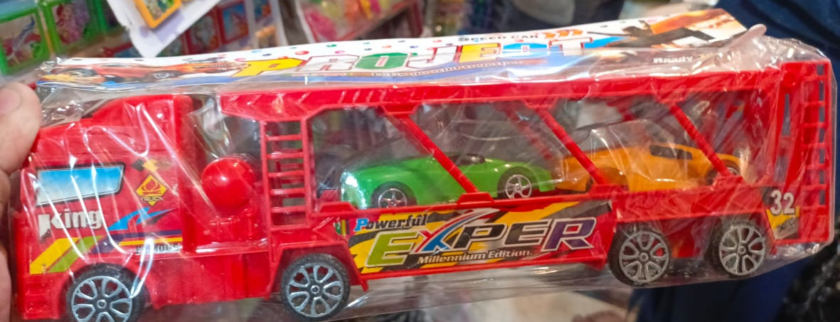 Car Carrier Long Toy Truck - Friction Powered Loader for Kids (random
