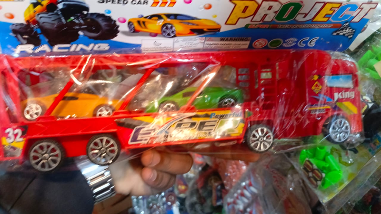 Car Carrier Long Toy Truck - Friction Powered Loader for Kids (random