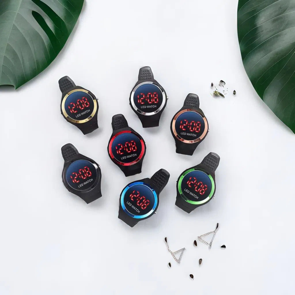 Digital LED Smart Round Shape Watch Round Colorful Ring LED Watch LED