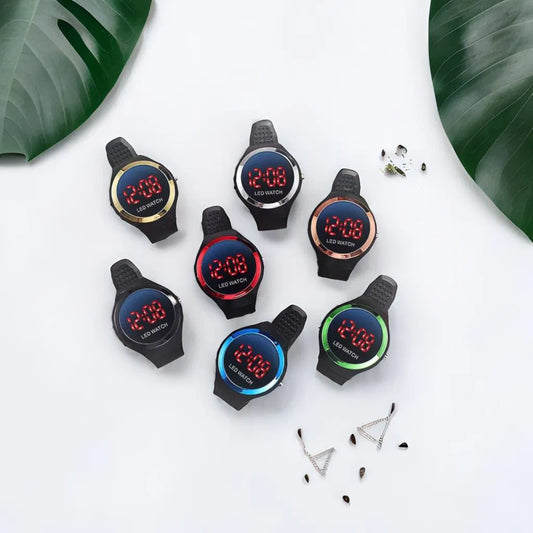 Digital LED Smart Round Shape Watch Round Colorful Ring LED Watch LED