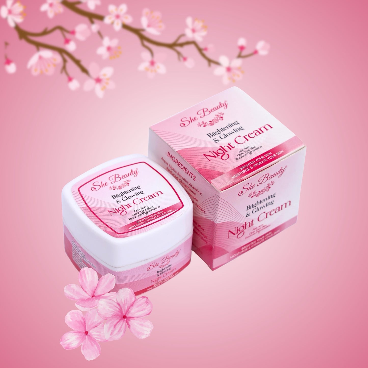 She Beauty Whitening Night Care Cream ,FRAGRANCE-FREE NIGHT CREAM
