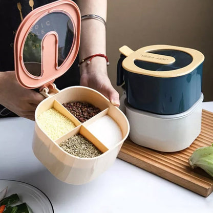 4 In 1 Modern spice kit, partition kitchen seasoning box, 4 Portions