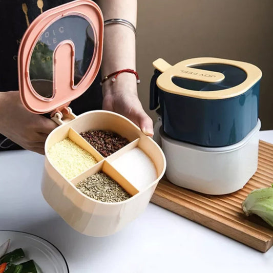 4 In 1 Modern spice kit, partition kitchen seasoning box, 4 Portions