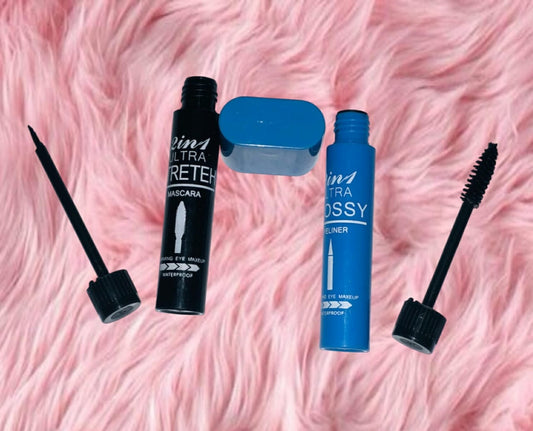 2 in 1 Waterproof Eye Lashes Mascara and Eyeliner with More Volume,