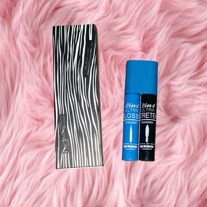 2 in 1 Waterproof Eye Lashes Mascara and Eyeliner with More Volume,