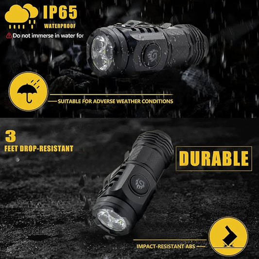 Three-Eyed Monster Rechargeable Torch, 82mm Portable Small Flashlight, 5 Modes Ultra-Bright Waterproof
