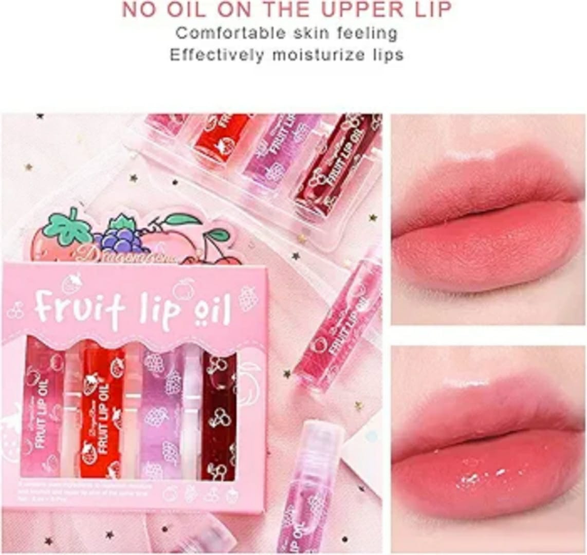 Pack of 4 - Fruit Lip Oil Non-Sticky Set In Peach, Grape,