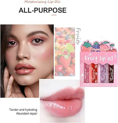 Pack of 4 - Fruit Lip Oil Non-Sticky Set In Peach, Grape,