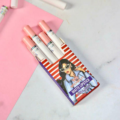 4 Pcs High Pigment Warda Beauty Little Smoke Mate Lipstick - Random