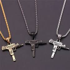 Men's Chain Necklace High Quality Stainless steel Uzi toy gun Pendant