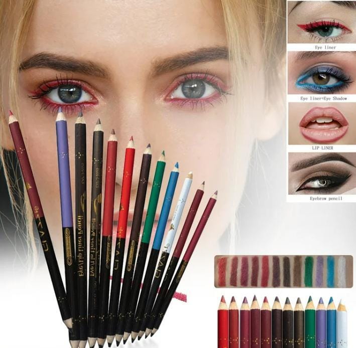( Pack of 6 )2 in 1 colors eye pencil multipurpose