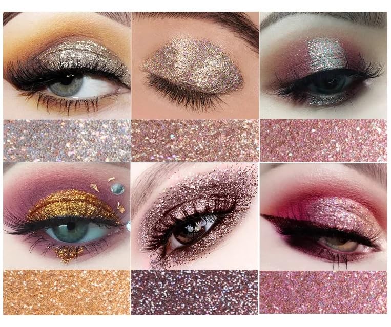 Shimmer Glitter Eyeshadow Glitter Powder Set Face &amp; Eye high Pigmented (Random
