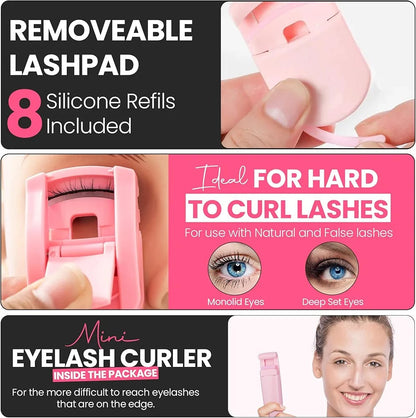 2-in-1 Eyelash Curler for All Eye Shapes Professional Lash Curler for