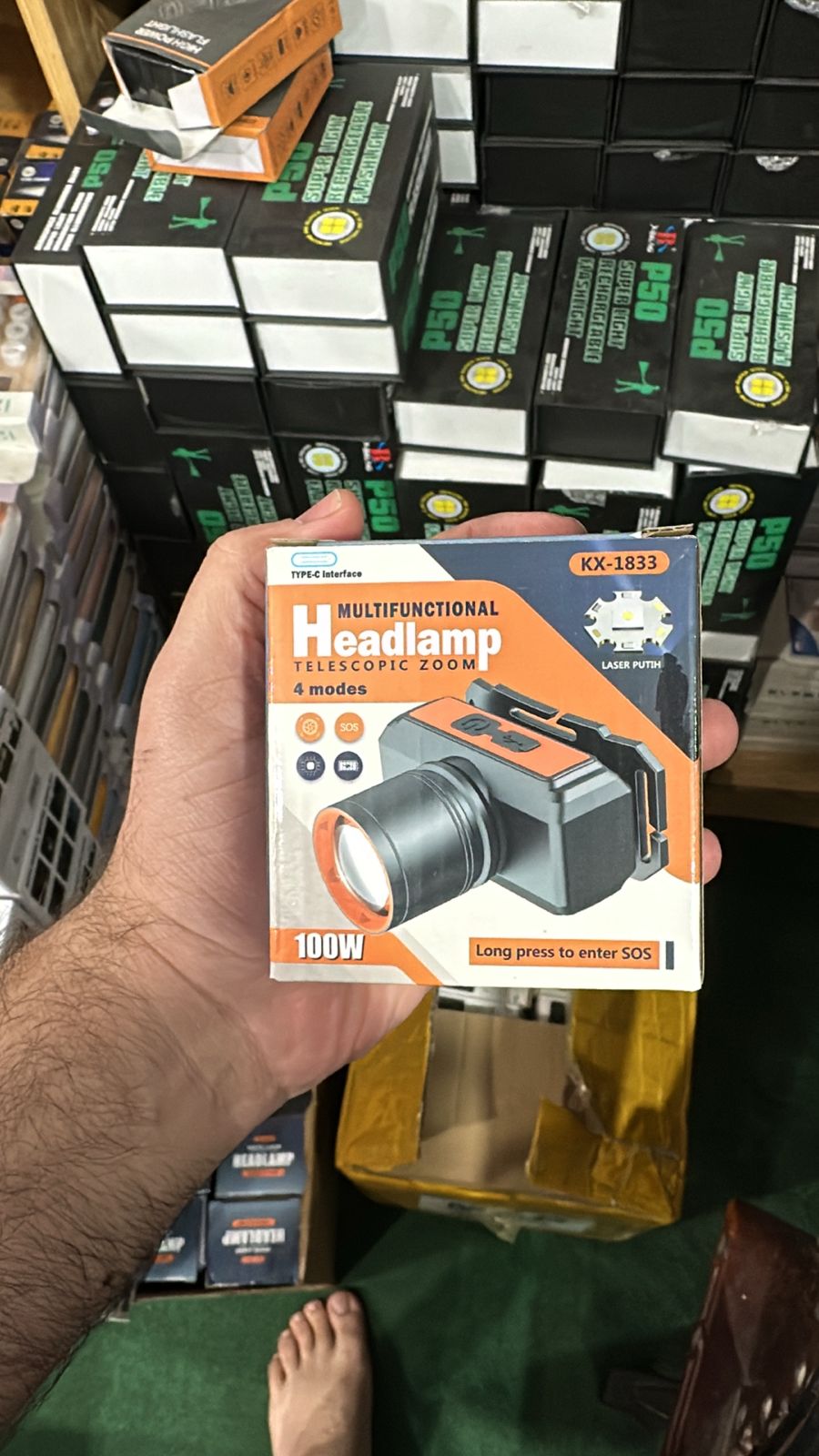 Powerful 100W KX-1833 Headlamp 4 Modes with Telescope Zoom for Ultimate