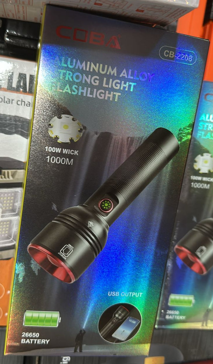CB2208 Aluminium Alloy Flashlight 1000w Wick with 26650 Battery Strong, Durable Light