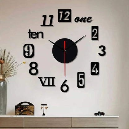 DIY Wall Clock - 3D Wooden wall clock Decor,Wall Sticker Clock Home