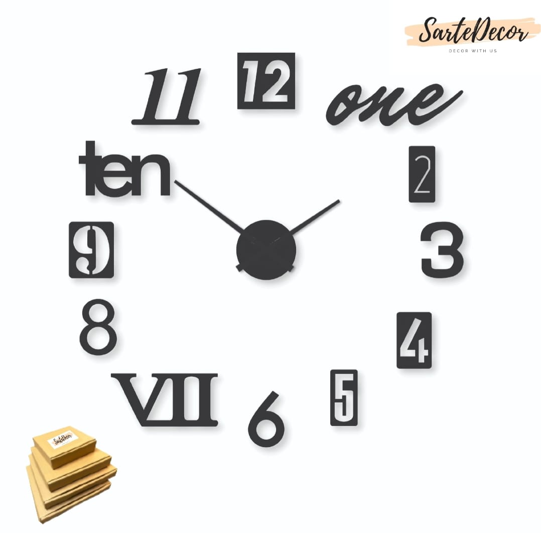 DIY Wall Clock - 3D Wooden wall clock Decor,Wall Sticker Clock Home