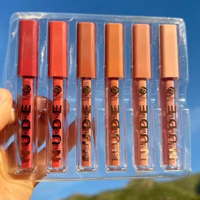Pack of 6 Nude Look High Pigment Matte Lipgloss Long Lasting Soft