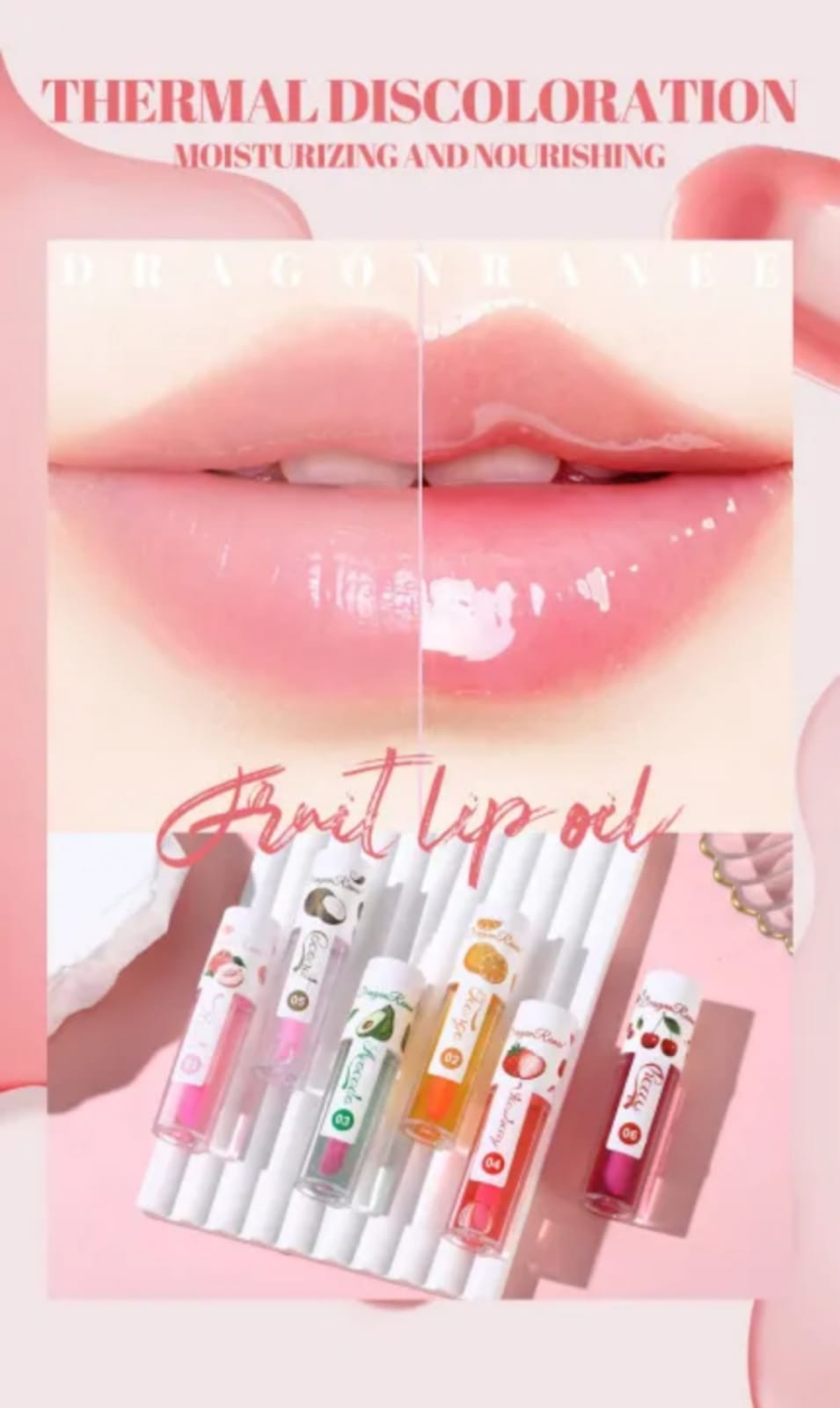 3 Pcs Dragon Ranee Natural Moisturizing &amp; Long Lasting Lip Oil Lip